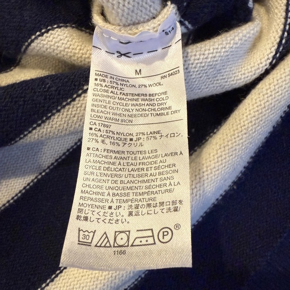 Banana Republic Navy and Cream Striped Turtleneck Sweater Side Tie - Picture 6 of 8